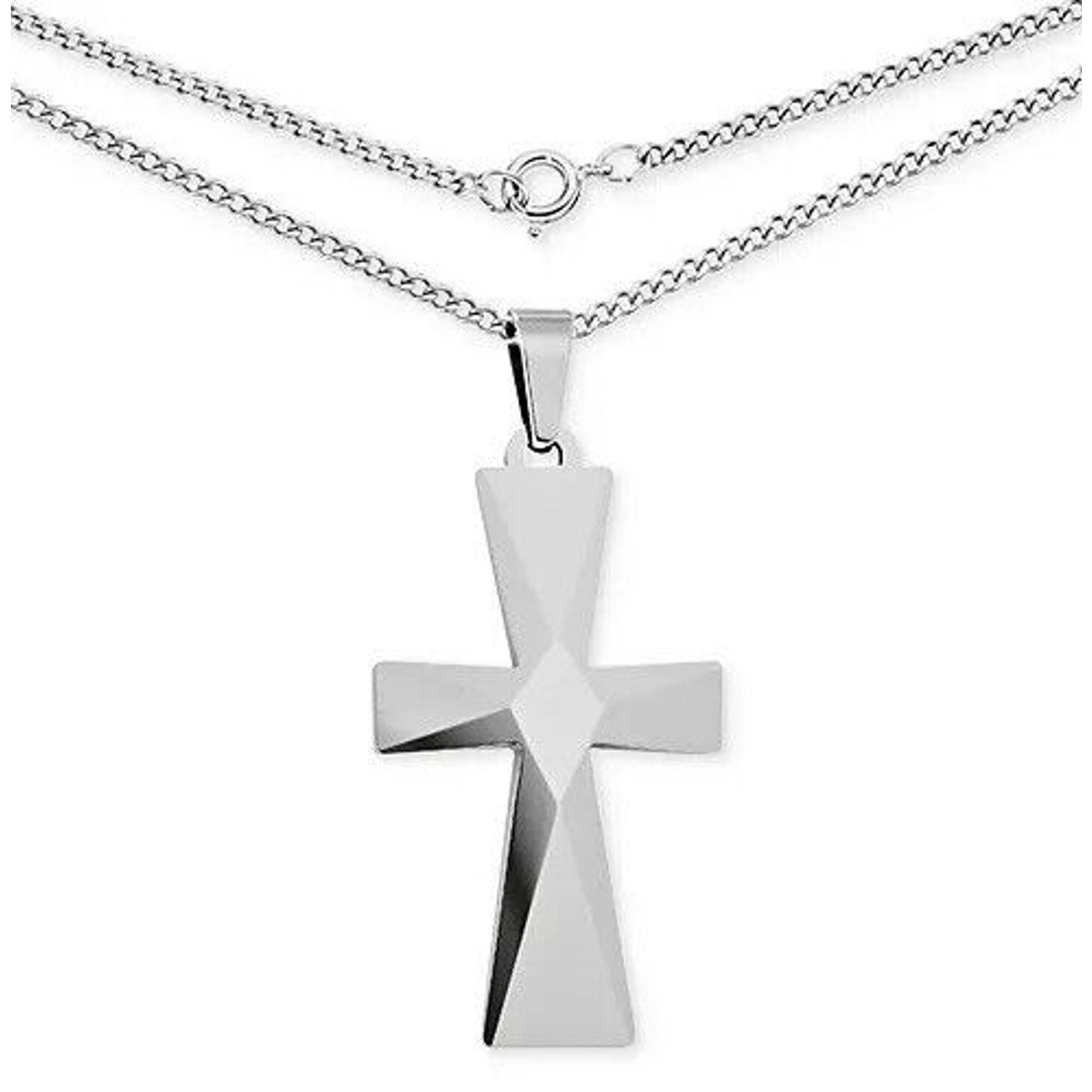 Tungsten Cross Charm Necklace Men's 24” Faith Minimal Everyday Wear Sleek NWT