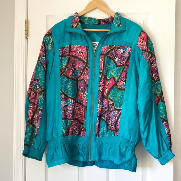 Funky Satin Silk Vintage 80s Jacket