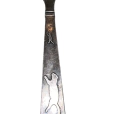 Antique COHR Danish Sterling Silver Cat & Mouse Pattern Baby Food Pusher Rare