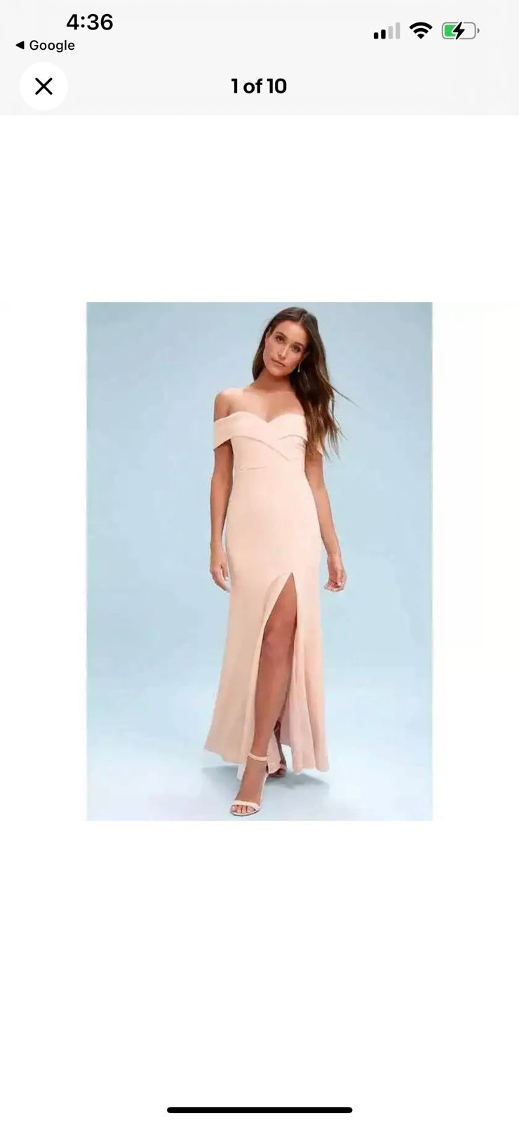 Lulus Song of Love Blush Pink Off Shoulder Side Slit Maxi Bridesmaids Dress SZ L