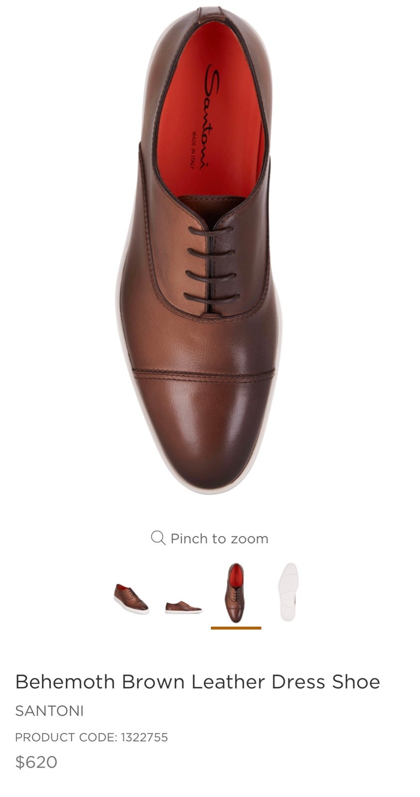 SANTONI BEHEMOTH BROWN LEATHER LACE UP SHOES US 10