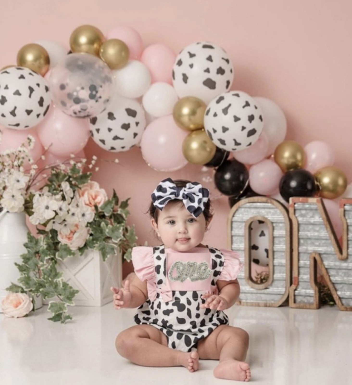 9-12 Barnyard romper Dress Cow First Birthday outfit clothes