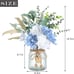 Faux Flowers with Vase,Artificial Silk Flowers in Vase, Fake Plant Eucalyptus