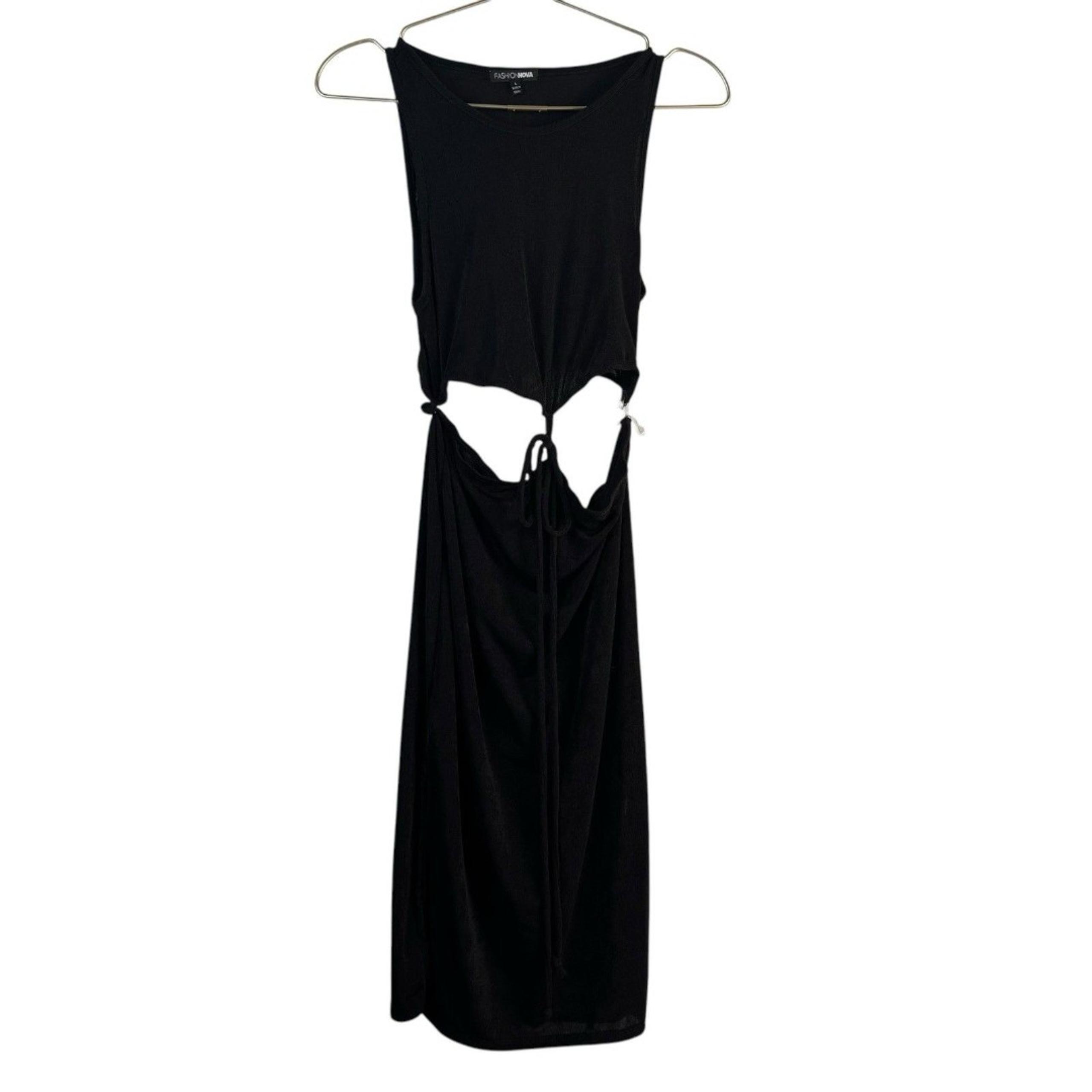 Fashion Nova Womens Mid Tie Sexy Lux Club Vacation Midi Dress Size Large 525