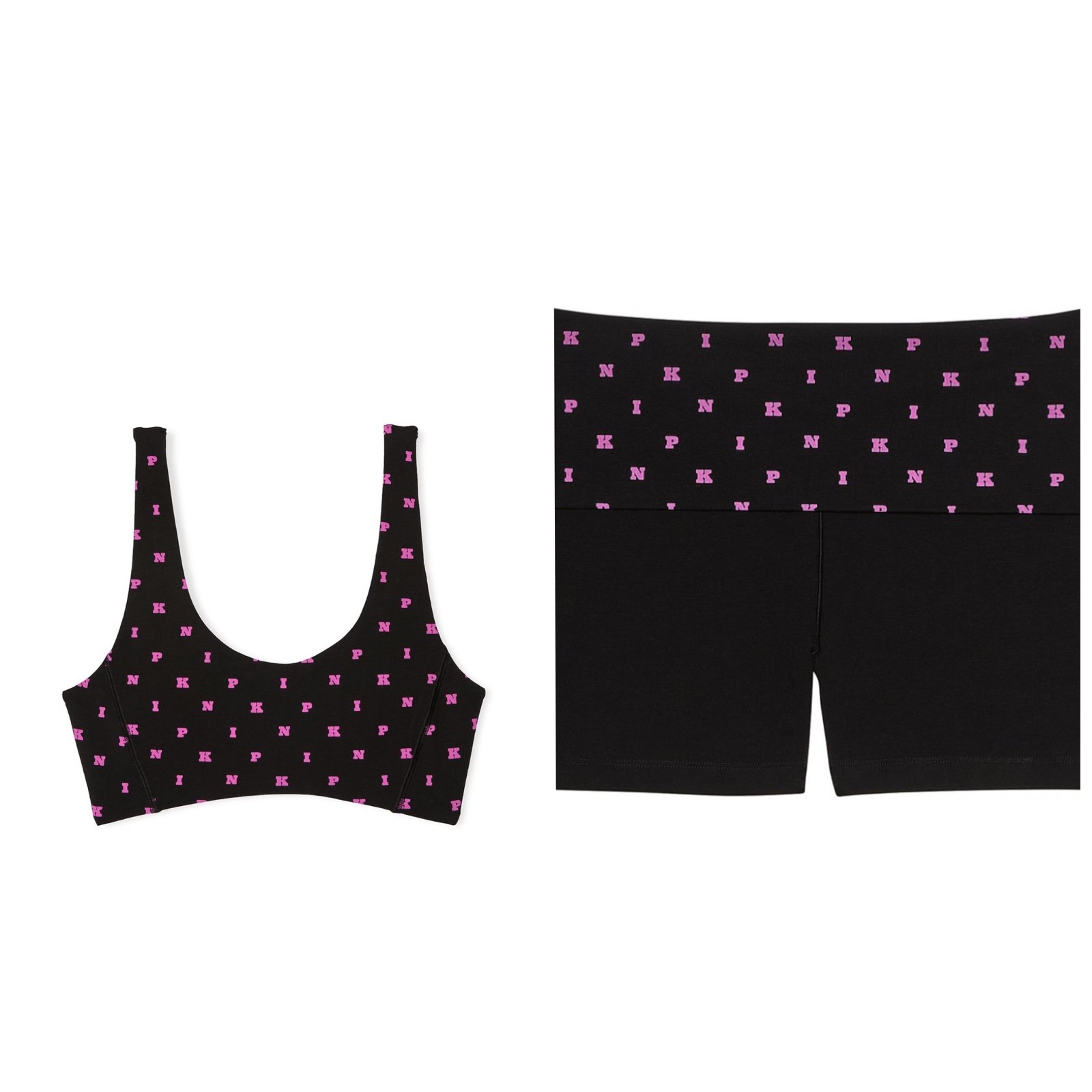Pink vs sports bra & 3in biker shorts