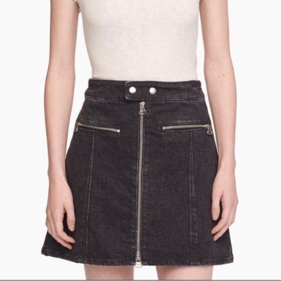 Rag & Bone Isabel Black Denim Zip Mini Skirt Y2K 90’s Style Size 2