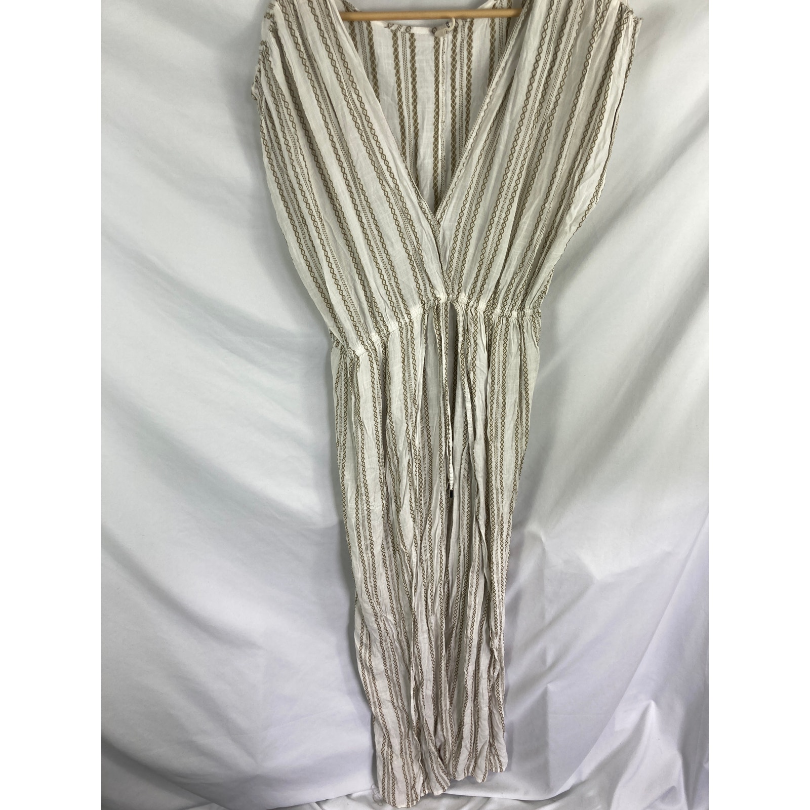 Elan V Neck Cinch Waist Boho Coverup Dress Size Large