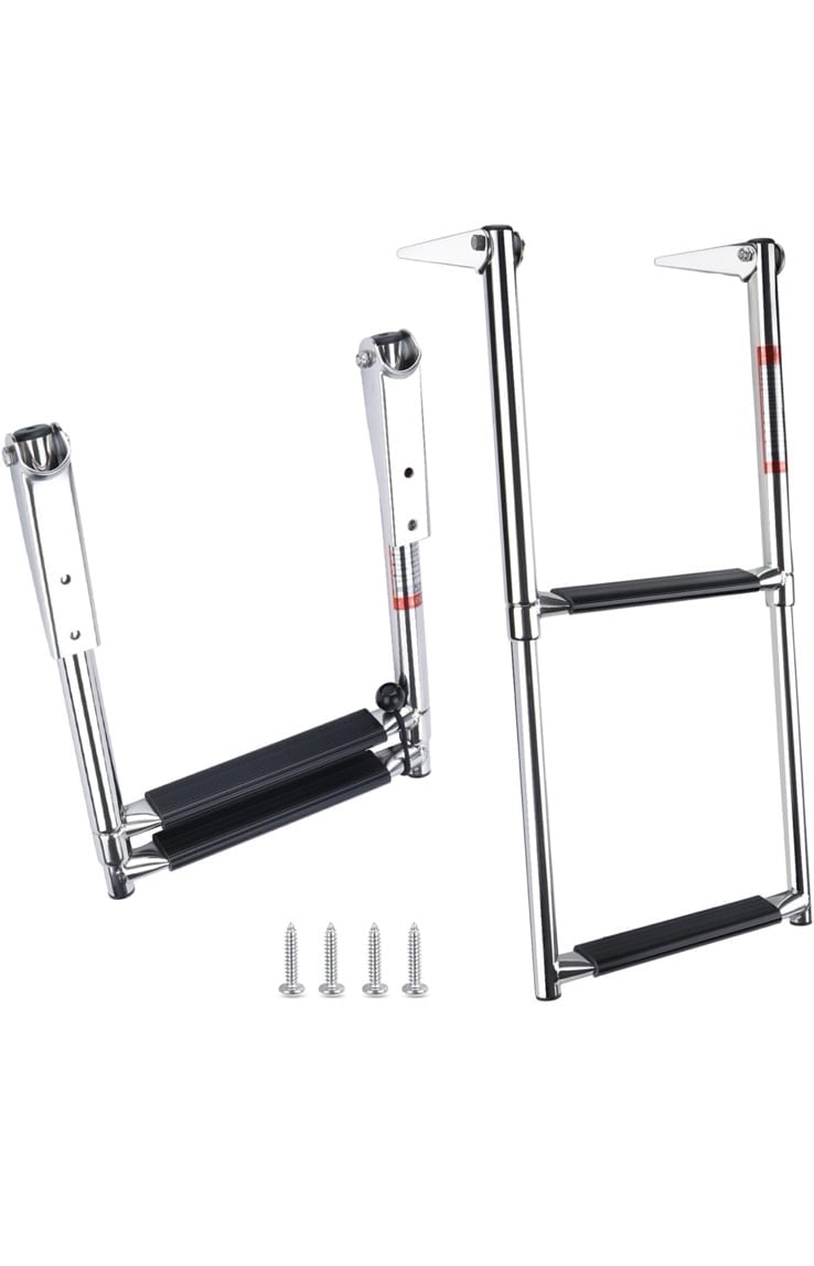 2 Step Boat Ladder Stainless Steel Telescoping 2 Step Pontoon Boat Ladder
