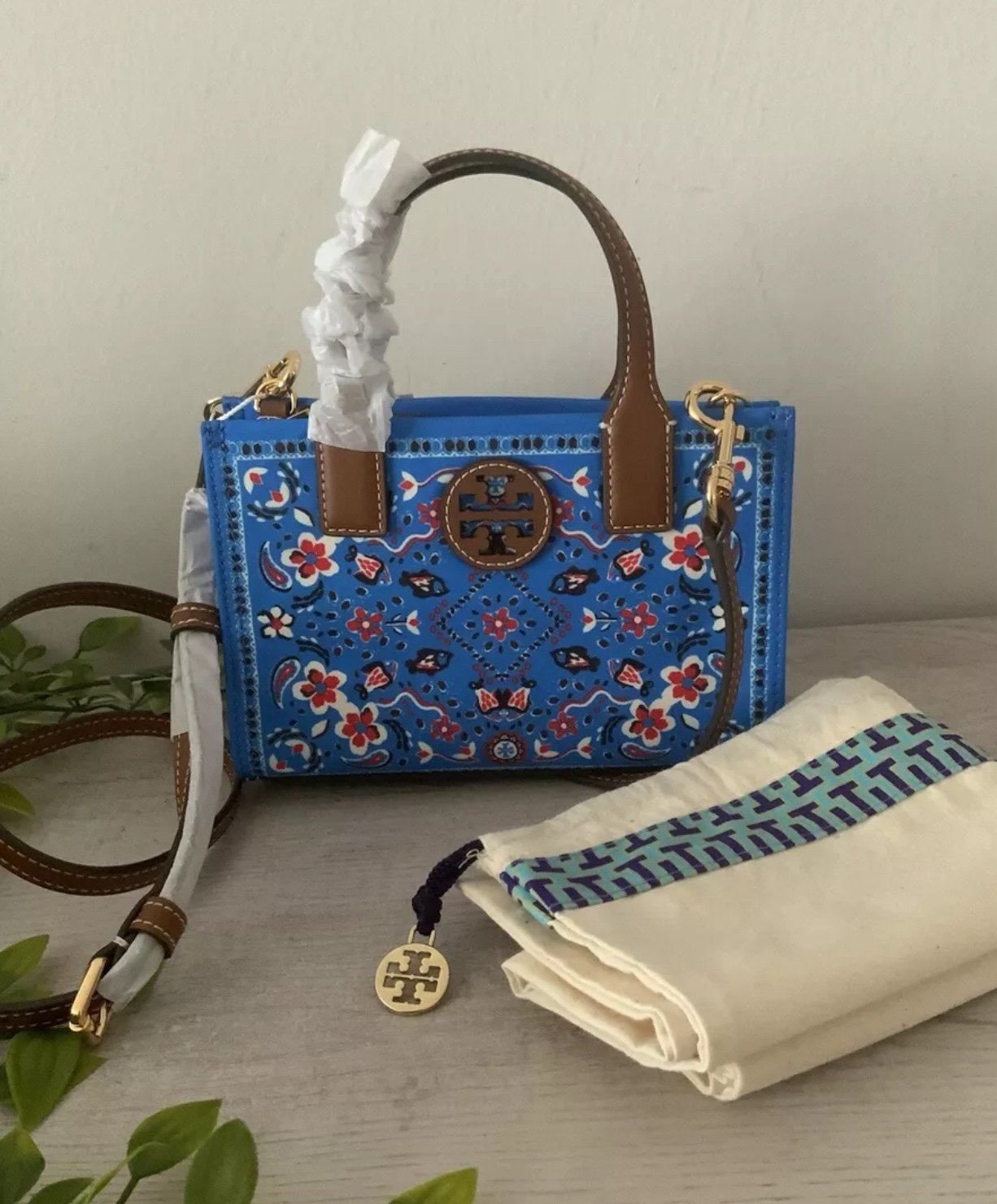 NWT TORY BURCH ELLA FLORAL PRINTED MINI NYLON TOTE