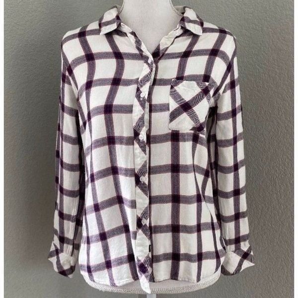 Rails Hunter White, Red, & Navy Blue Plaid Flannel Shirt Small