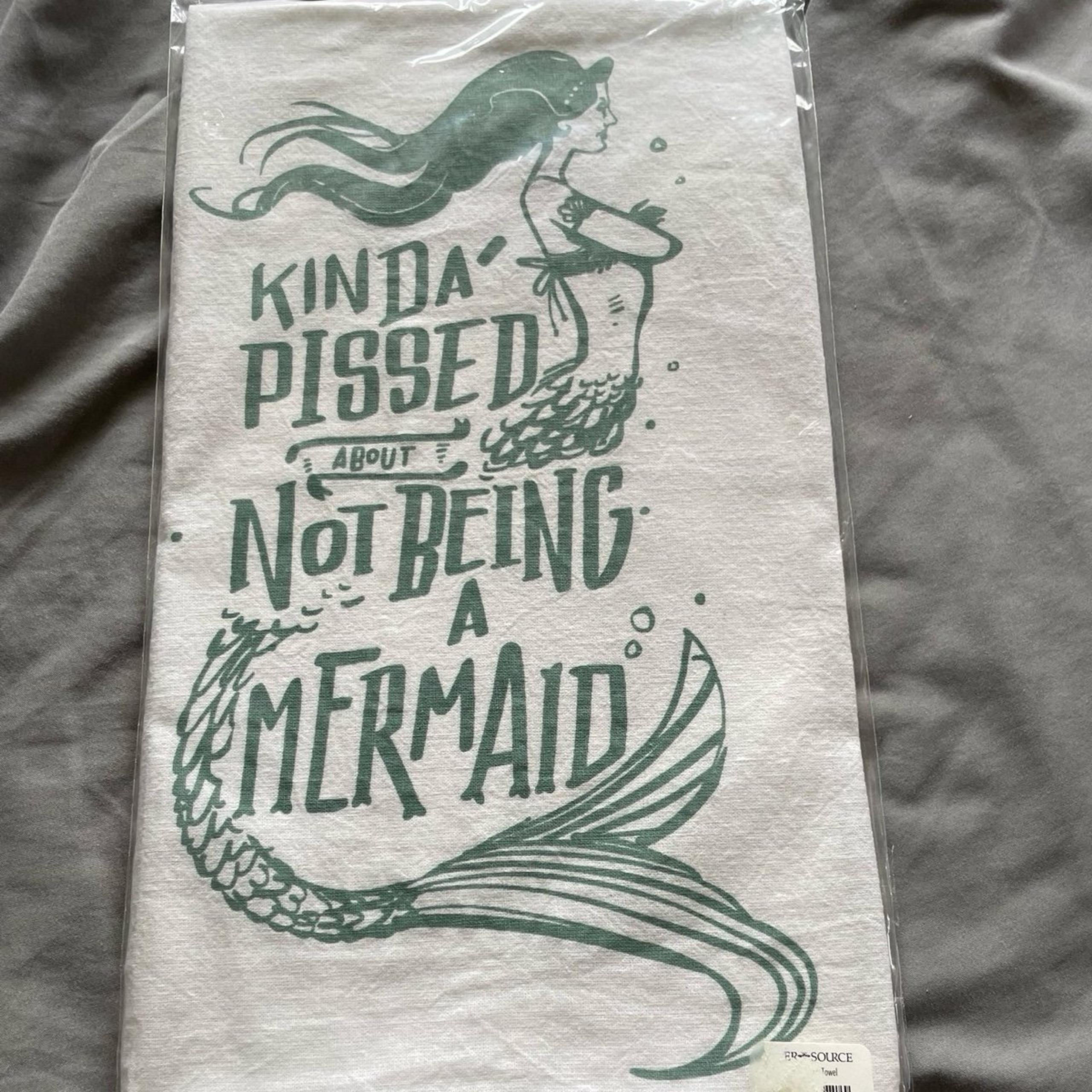 NWT Primitives by Kathy flour sack hand dish towel Mermaid 100% cotton
