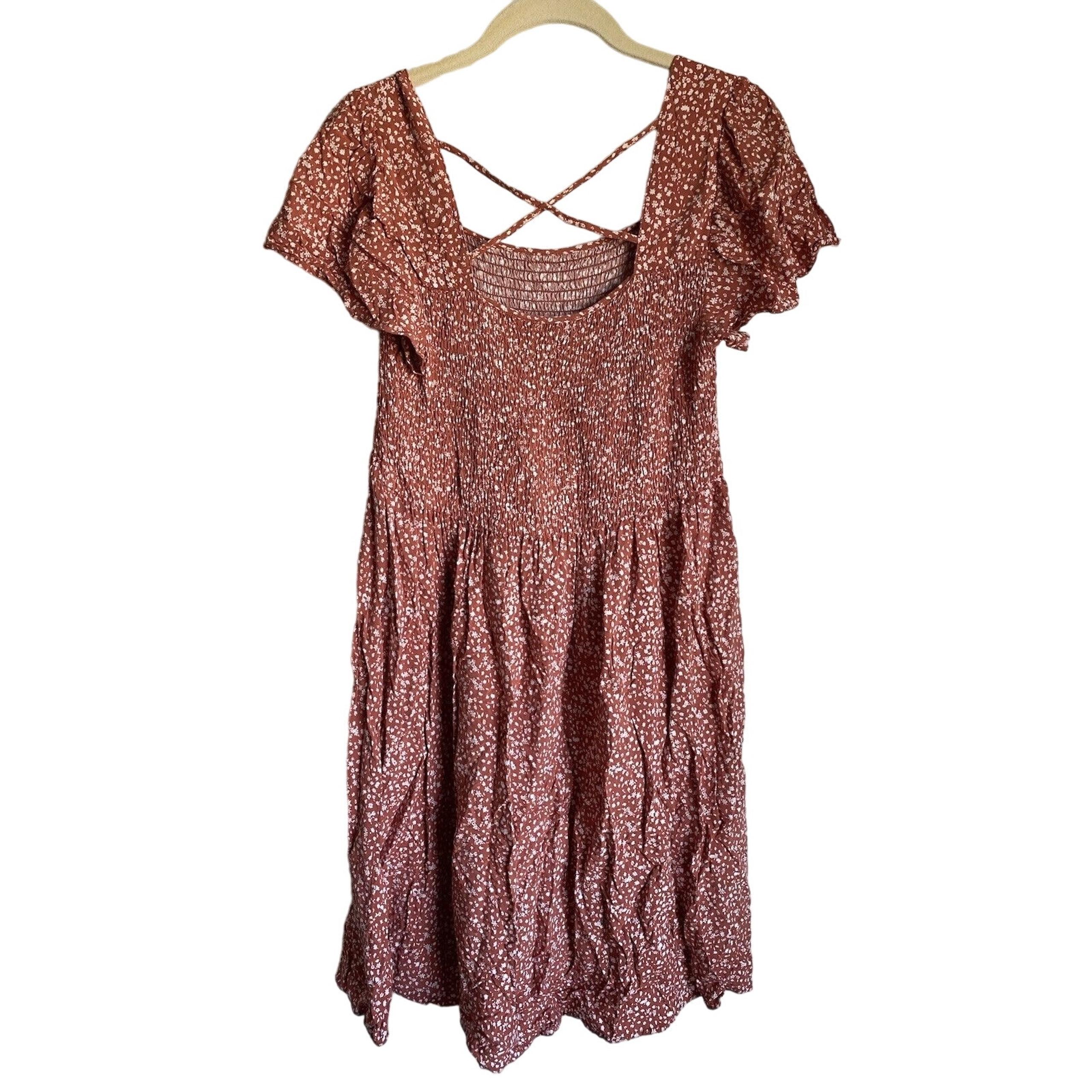 Maurices Blush Ditzy Print Midi Dress Size M