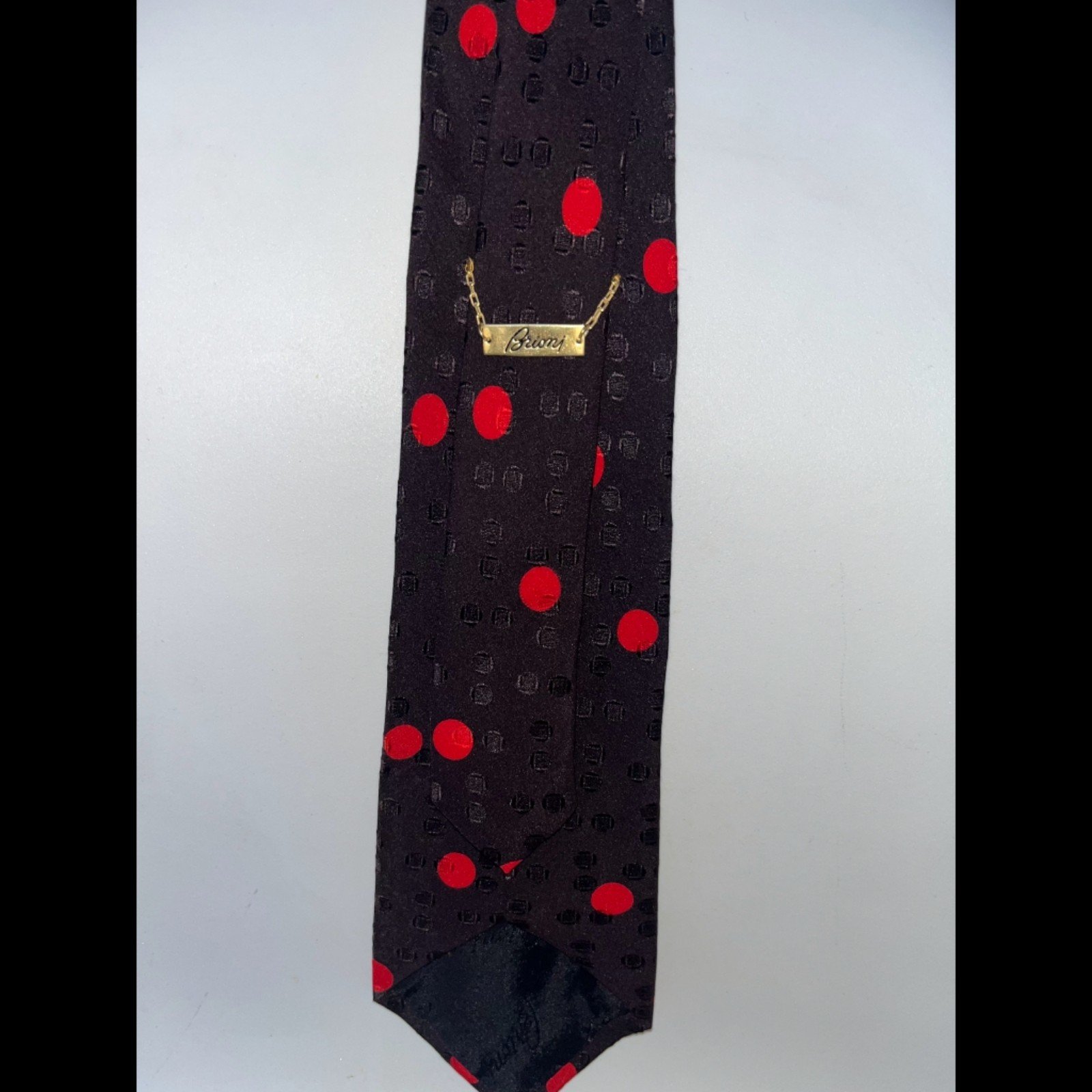 Brioni Silk Tie Black & Red Vintage