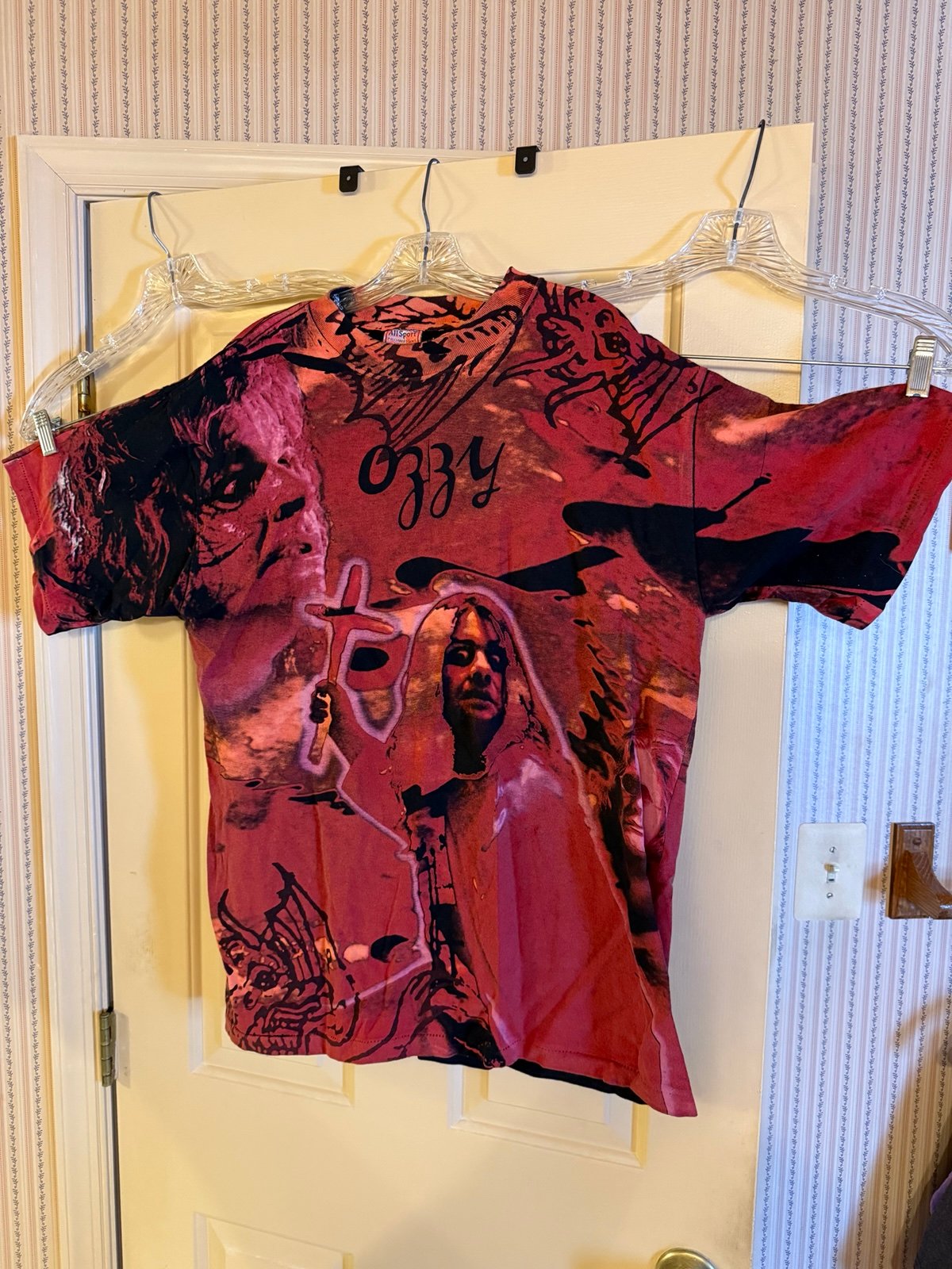 VTG Ozzy Osbourne Red All Over Print Shirt - Sz XL - All Sport RARE See Pics