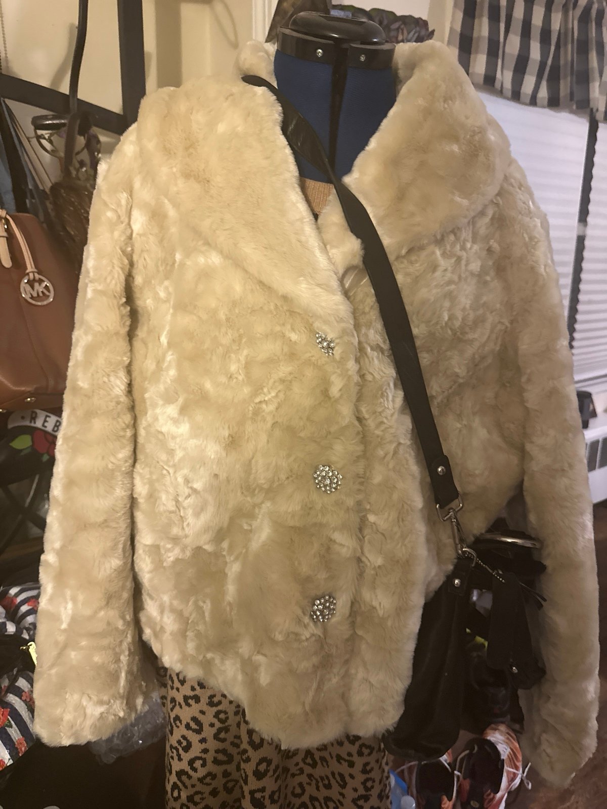 Venezia fun fur jacket with beautiful rhinestone buttons 14/16
