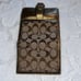 Coach Signature Buckle Monogrammed Canvas & Metallic Gold Leather Trifold Wallet