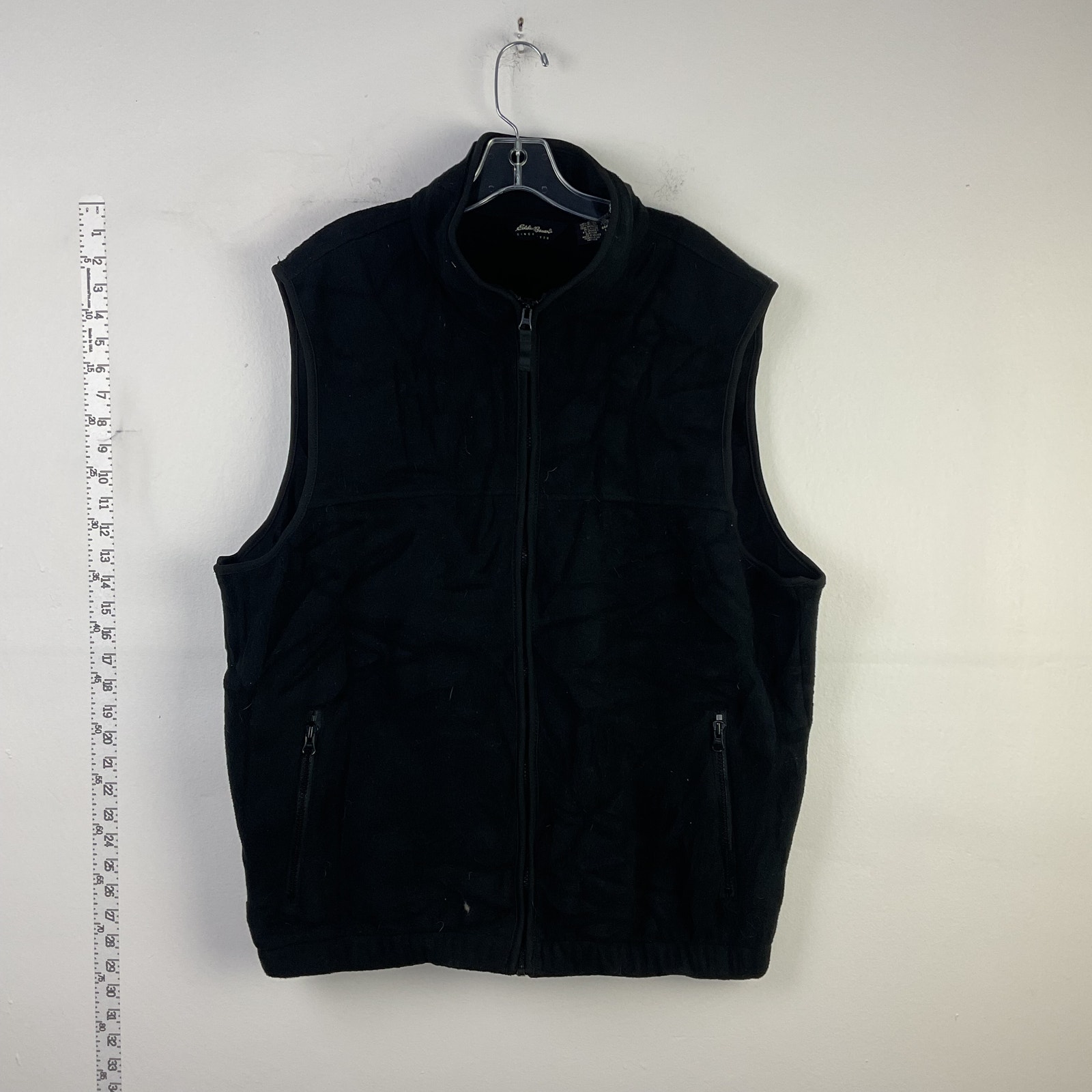 VG Eddie Bauer Black Fleece Full Zip Hiking Vest Mens L