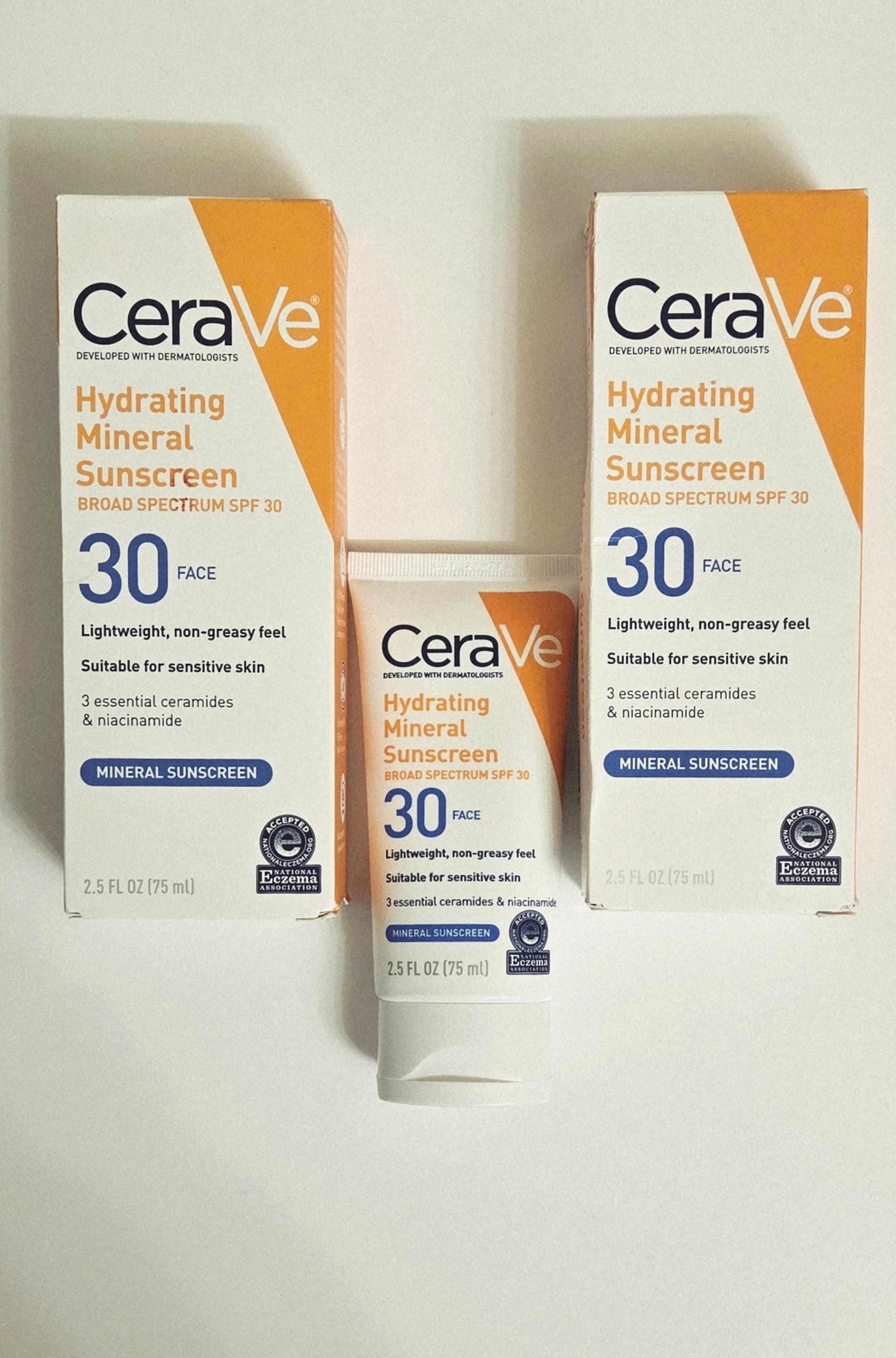 (2) 2.5oz Boxes of CeraVe Hydrating Mineral Face Sunscreen Lotion (SPF 30)