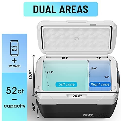 Dual Zone Three-Way Open Door Compressor Car Fridge Portable Cooler Freezer 12 V