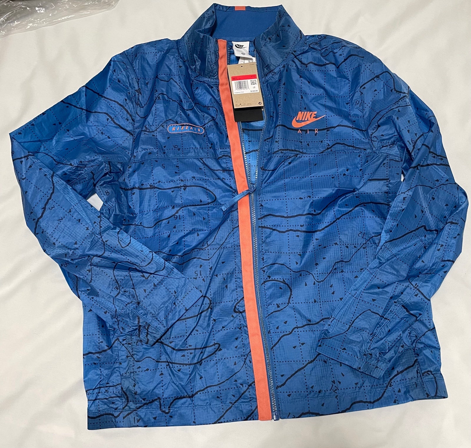Nike Air Jacket Mens Large Water Resistant Lightweight Full Zip Marina Blue