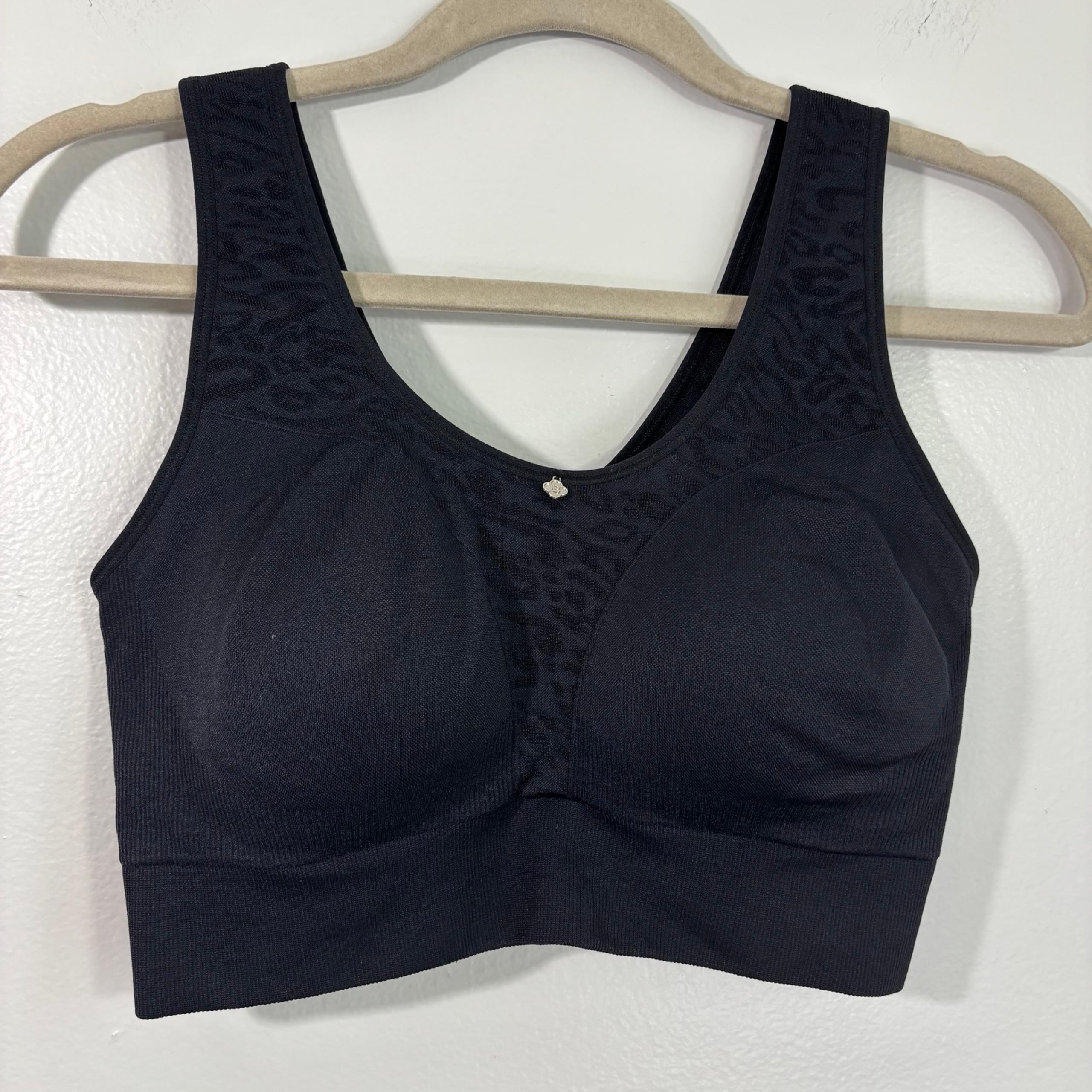 Breezies Active Comfort Seamless Wirefree Contour Bra Black Size Large EUC