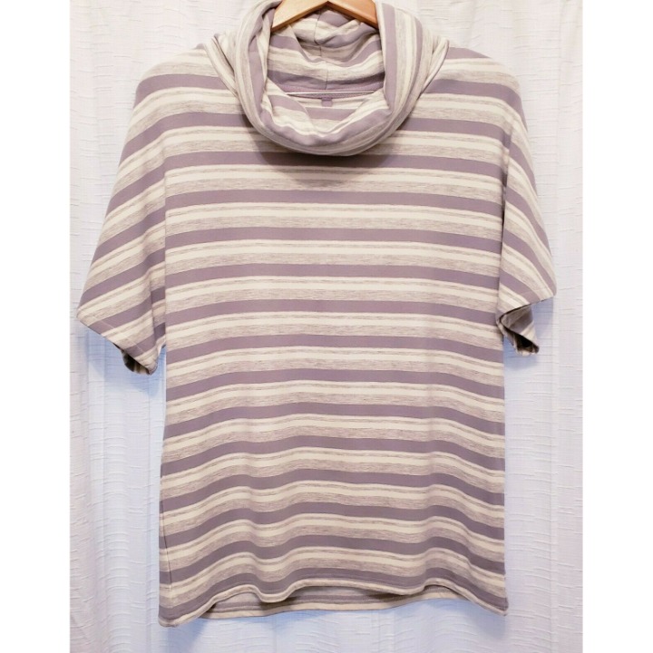 Workshop Republic Clothing Gray Striped Cowl Neck Pullover Super soft Sweatshirt
