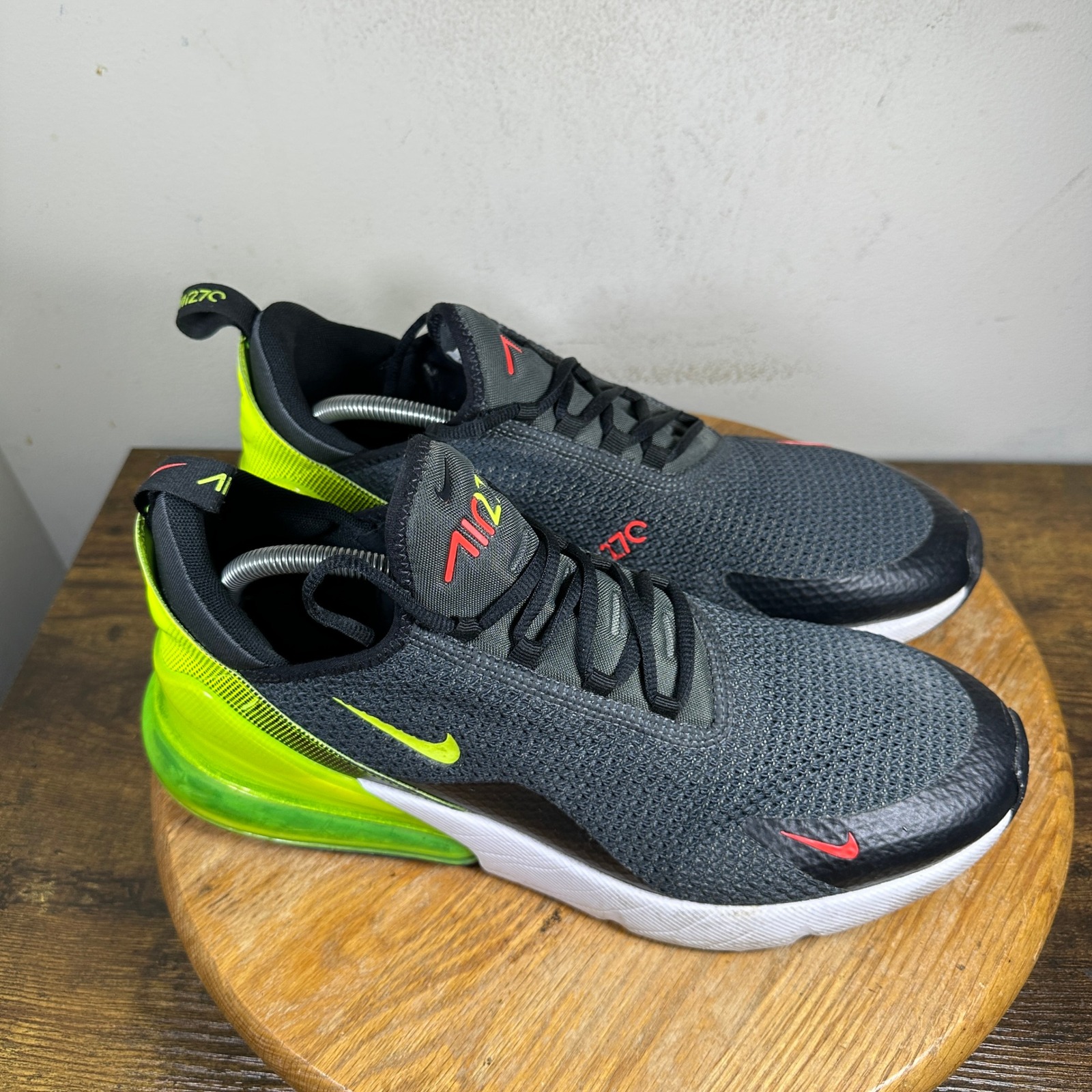 Nike Air Max 270 Gray Neon Green Red Mens Size 12 Shoes AQ9164-005