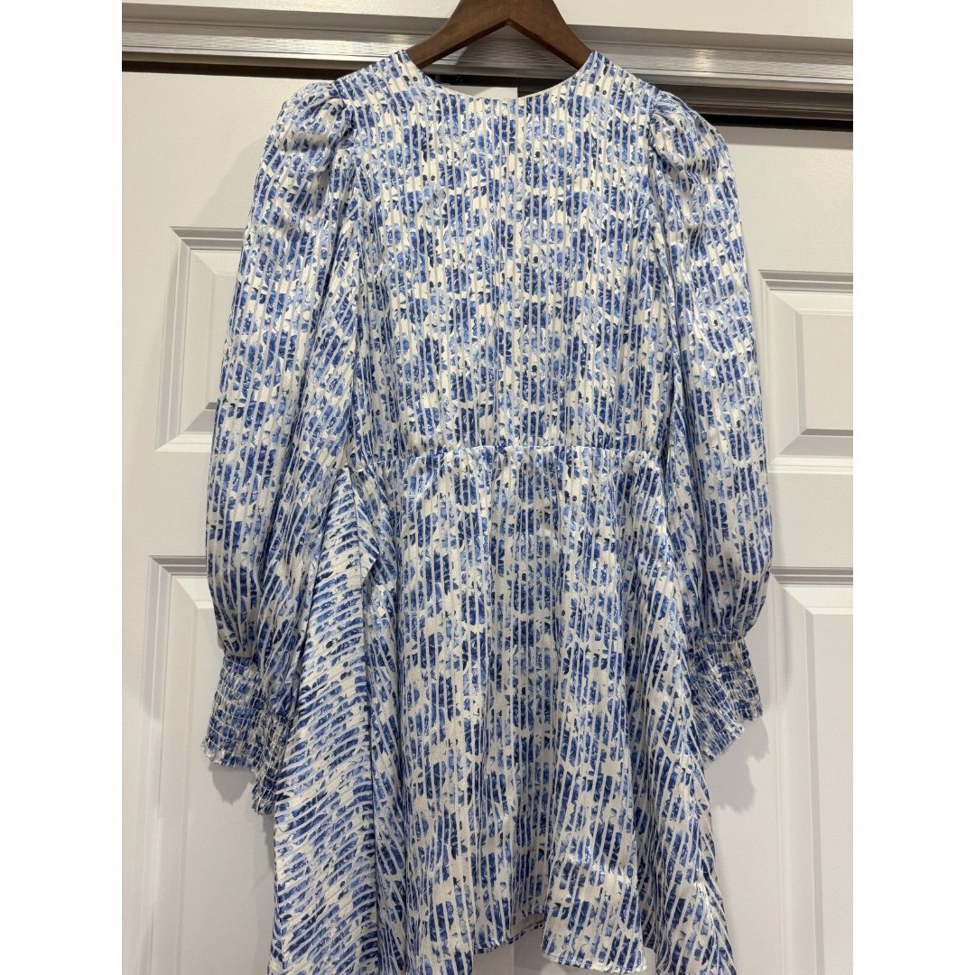 Alice + Olivia Womens 2 Molli Belted Blue Floral Striped Long Sleeve Mini Dress