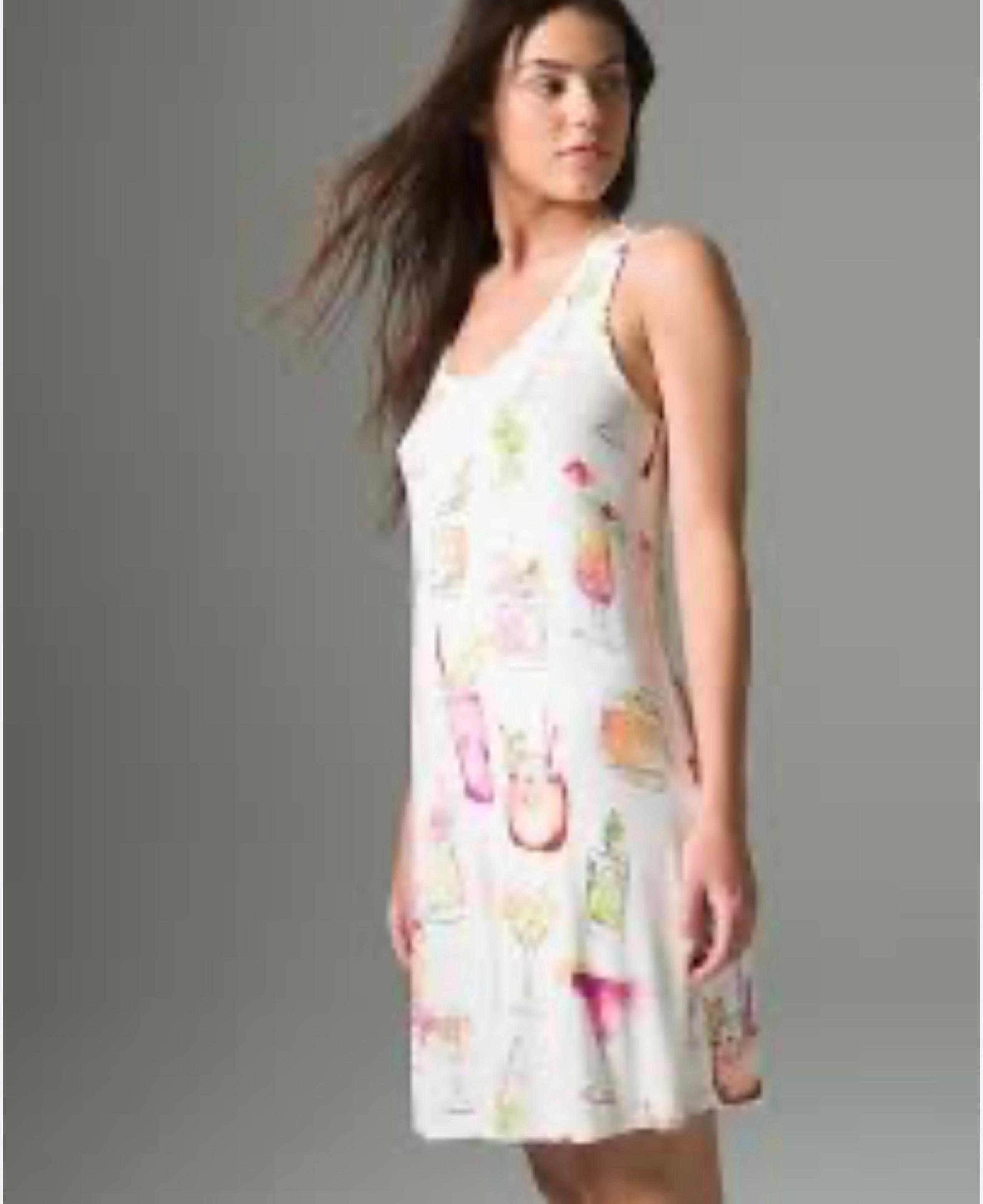 Soma Cocktails Print Nightgown Sleep Shirt PJ Sleep Dress Size Large