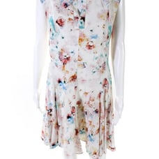 Rebecca Taylor silk cream floral shift Dress 8