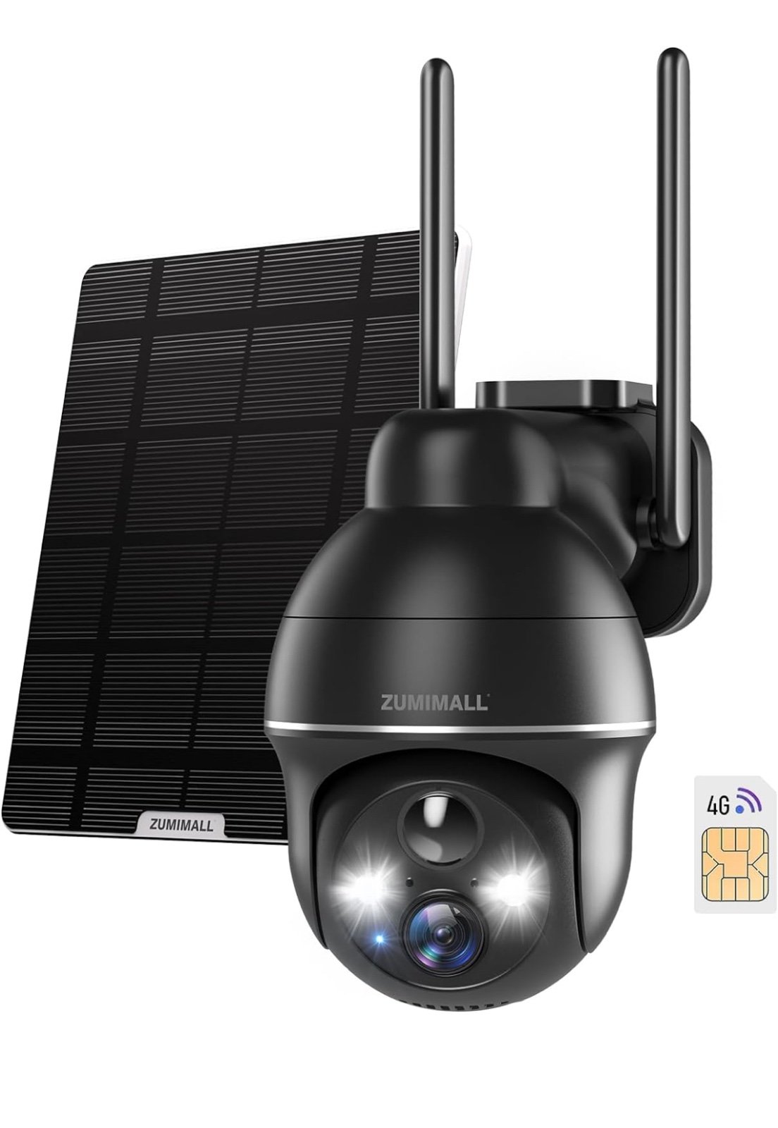 ZUMIMALL 4G LTE Cellular Security Camera, 100M SIM Included, 2K Solar No WiFi Se