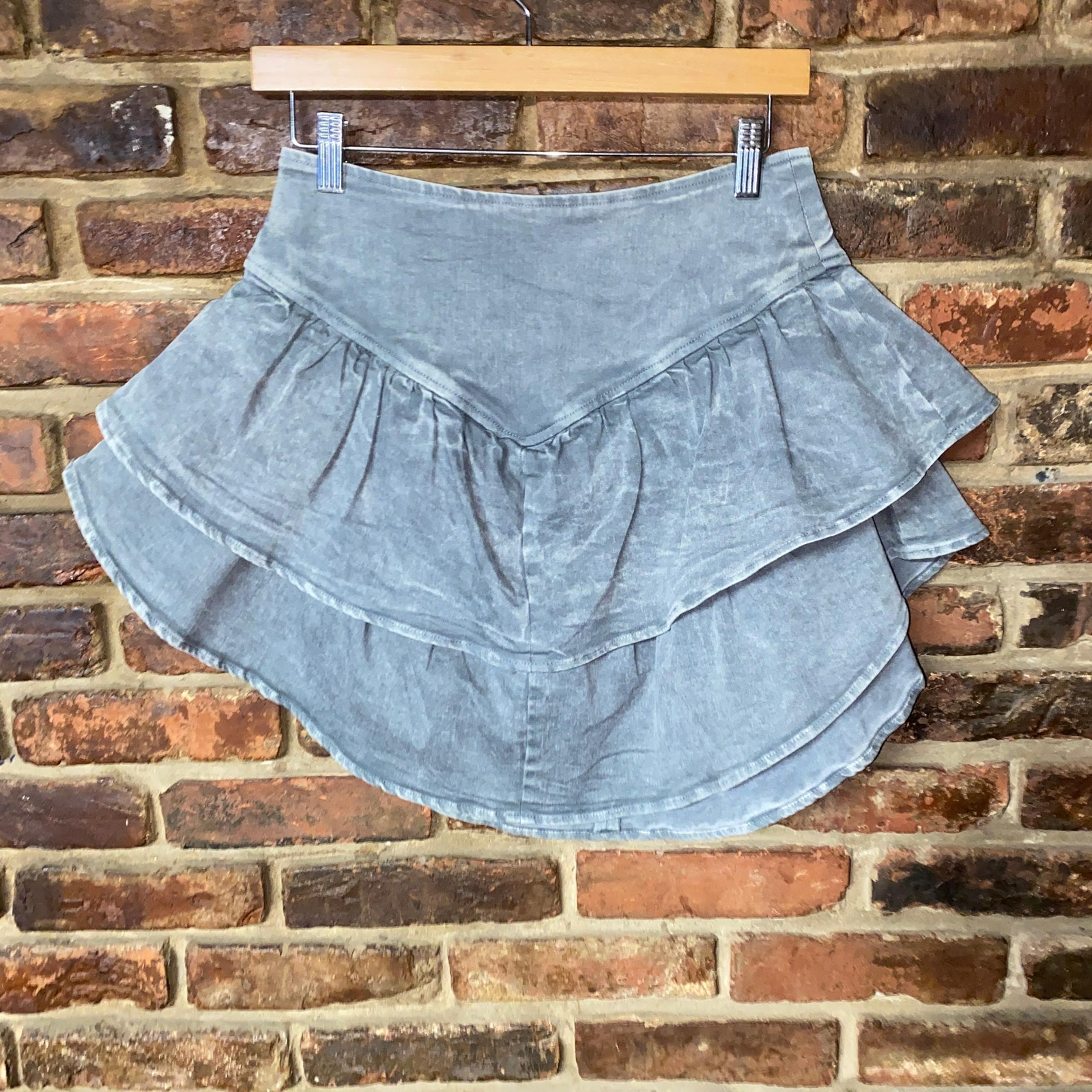 NWT Wildfox Gray Stretch Denim Dune Utility Mini Skirt Women's Size Small