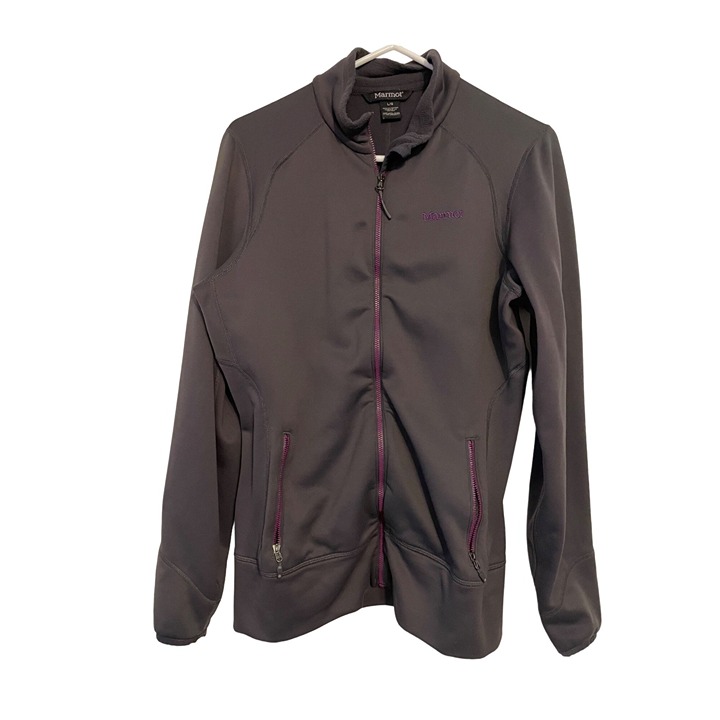 Marmot L/G Womens Gray Softshell Jacket With Fleece Lining & Zip Pockets