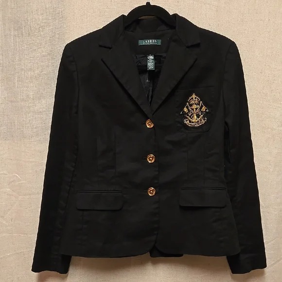 NWOT, Ralph Lauren Blazer Jacket, Women's Size M, Golden Buttons Single Breasted