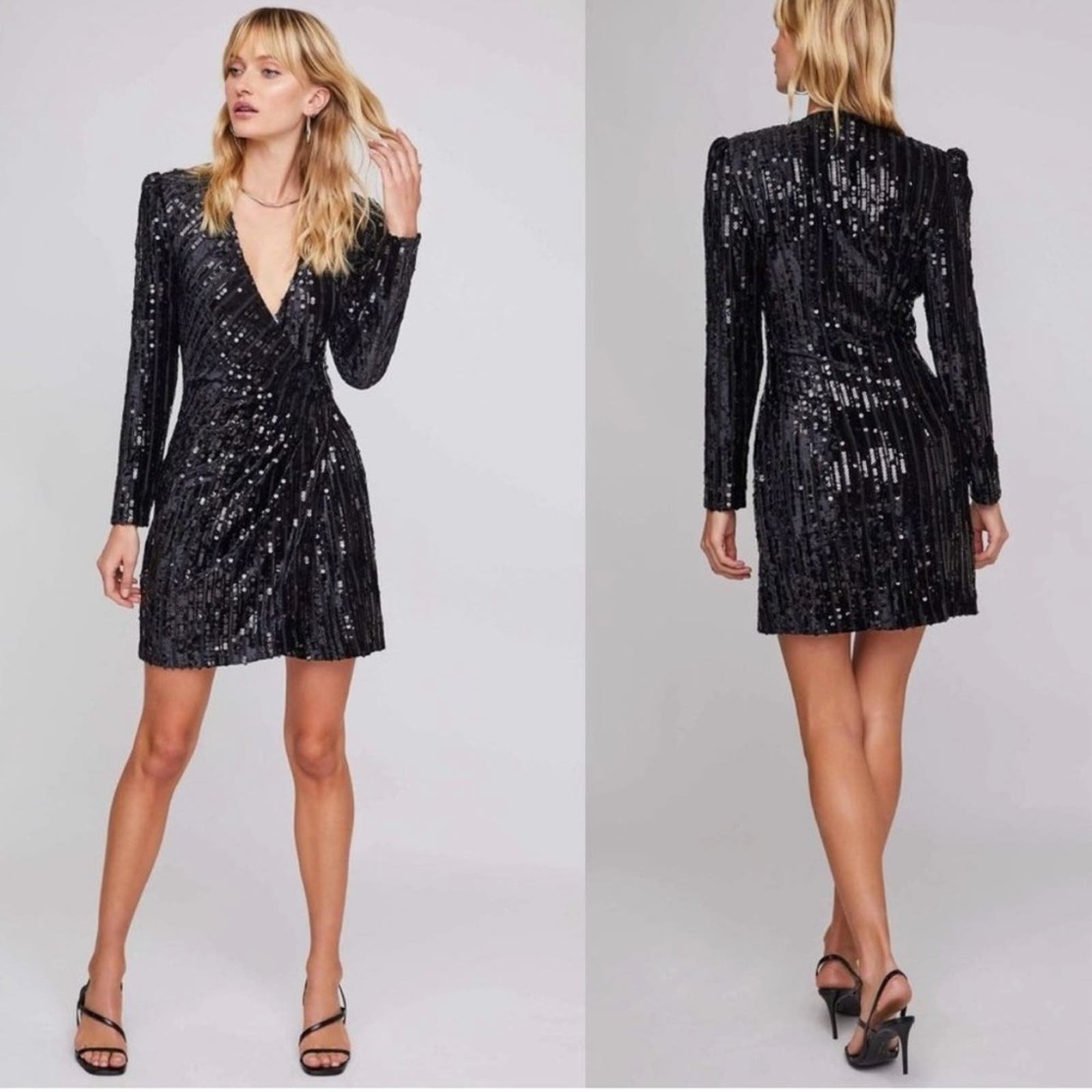 ASTR The Label Paris Sequin Wrap Mini Dress