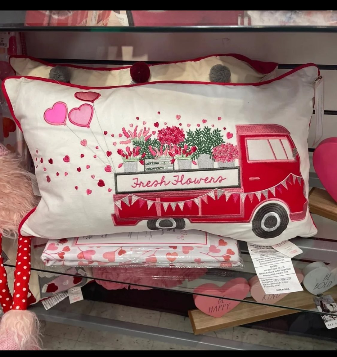 Cupcakes and Cashmere Valentine Red Truck Pillow
