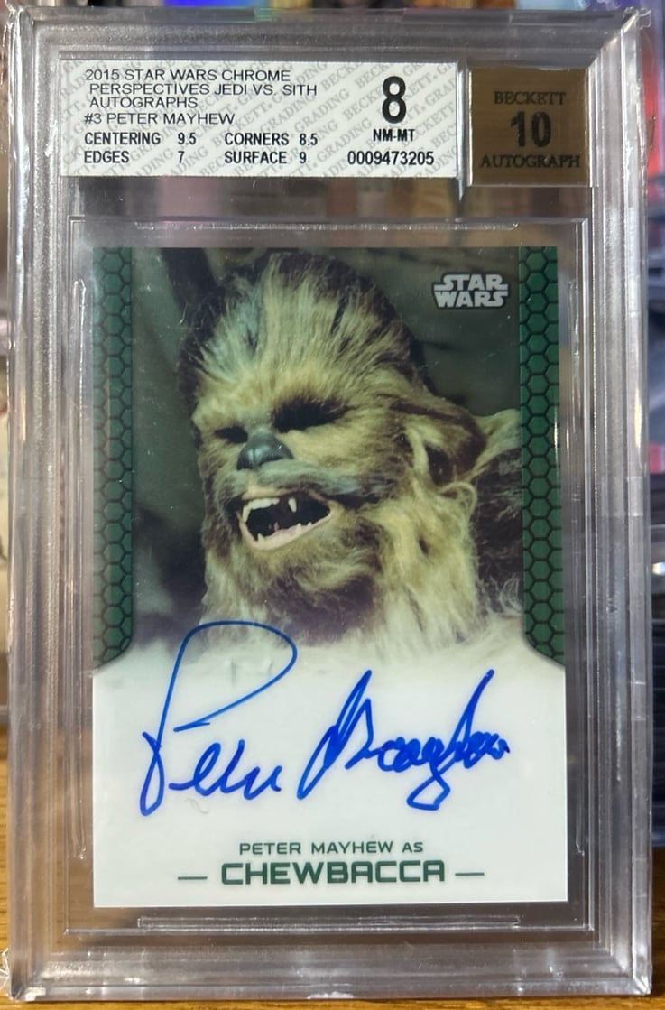 Beckett Pete Mayhew Auto star wars chrome perspectives Prism 8NM 10 Auto