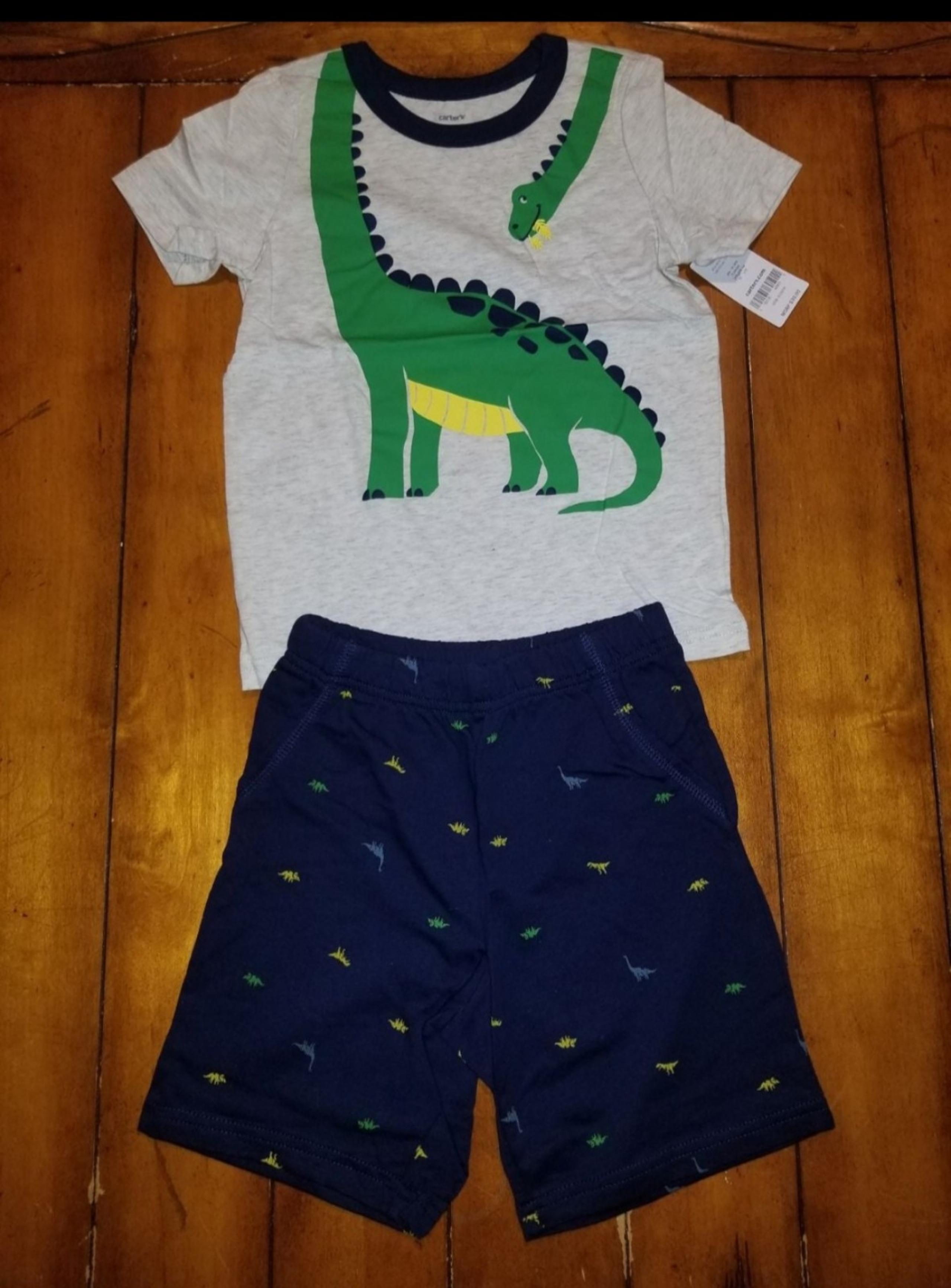 Boys size 5T 2-piece dinosaur summer set shorts t-shirt outfit nwt - Carter's