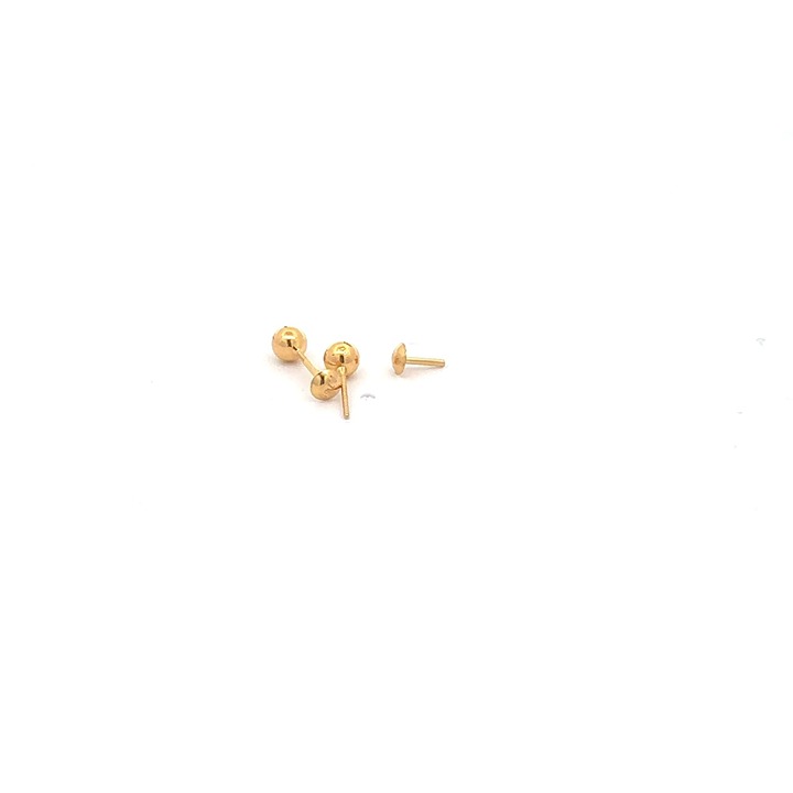 18K Gold Earrings Screw Type Tiny Balls