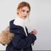 Navy Blue Down Coat with Removable Fur