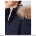 Navy Blue Down Coat with Removable Fur