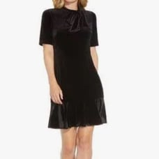 NWT Adrianna Papell Tie Neck Velvet Dress in Black