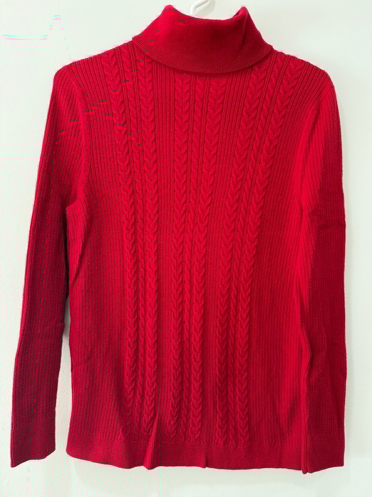 Red cowl neck sweater