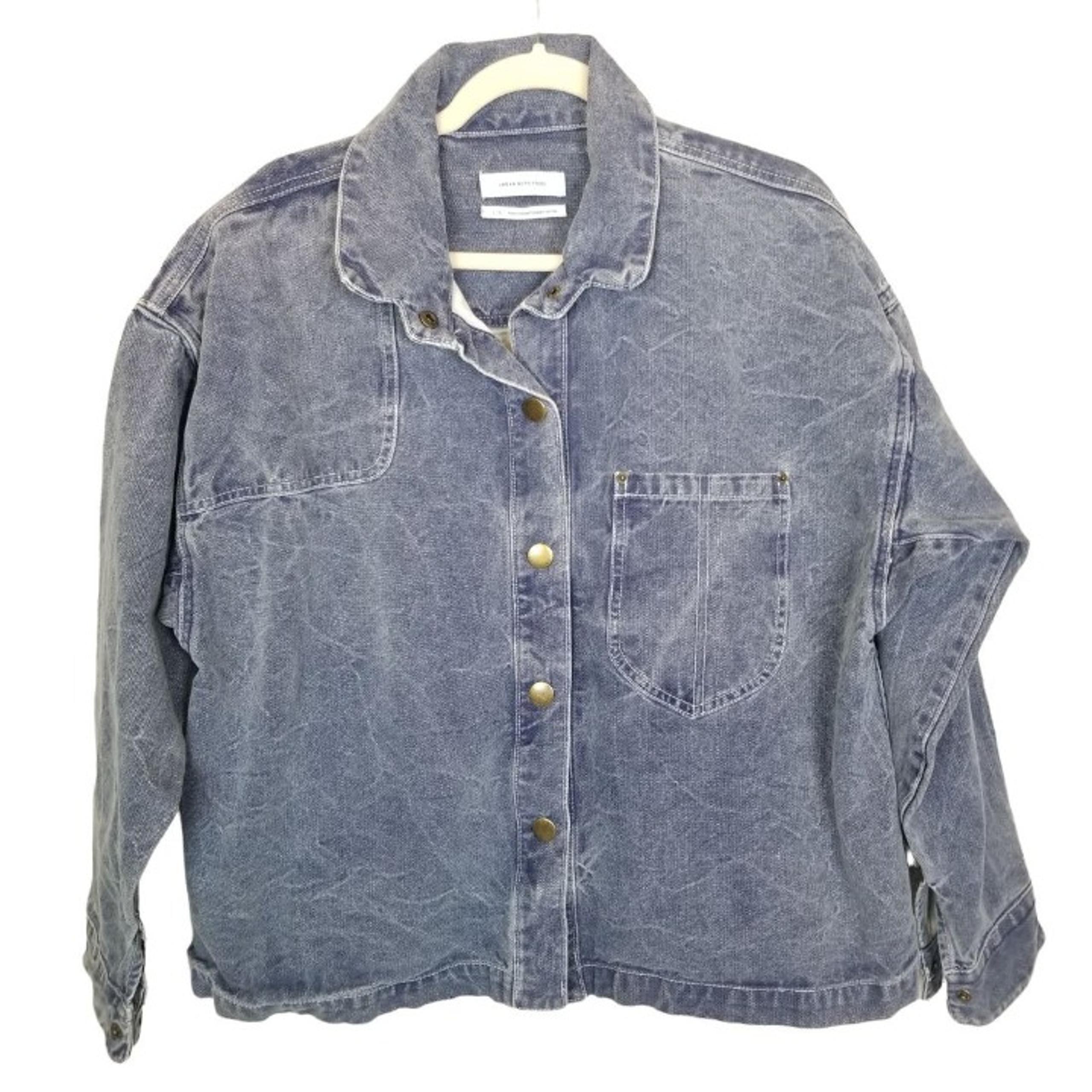 Urban Outfitters Womens L Blue Medium Wash Snap Front Denim Jean Jacket Pocket
