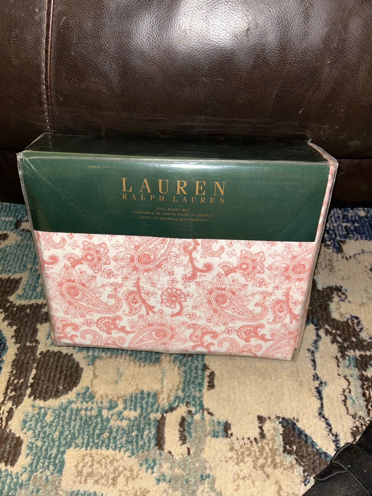 Brand New Ralph Lauren Full Size Sheet Set Monaco Paisley Coral