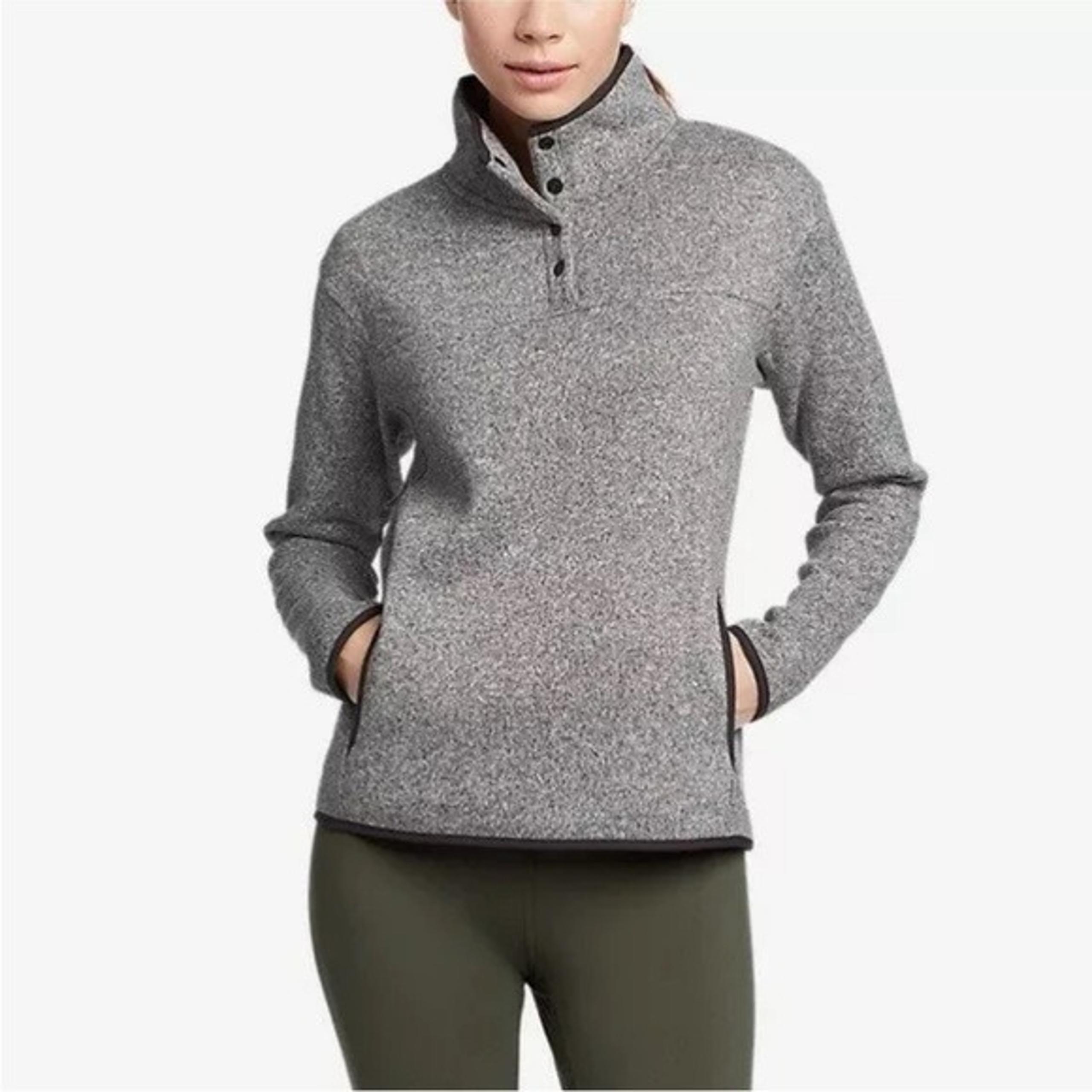 Eddie Bauer Radiator Fleece SnapBack Mock Pullover Women’s Size 2XL Grey NWT