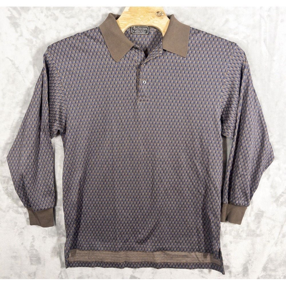 Vtg Burberry Long Sleeve Polo Shirt With COA Mens XL Made In USA