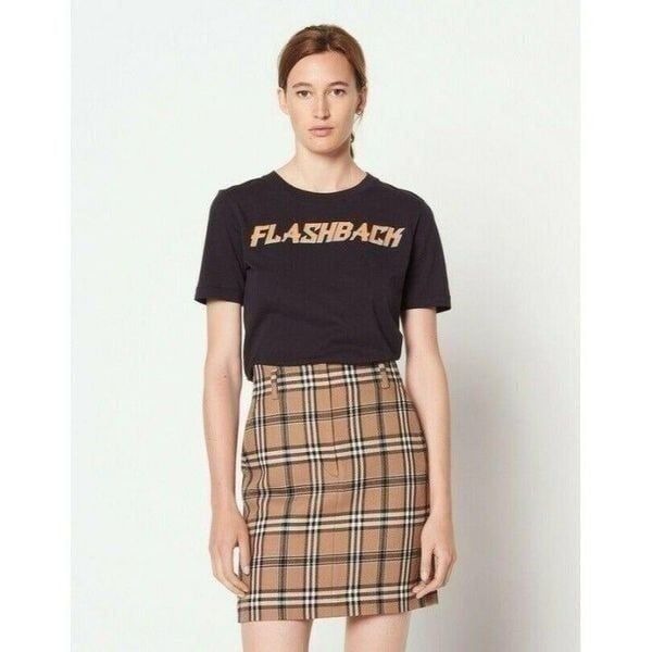 Sandro Plaid Mini Skirt Tartan Wool Came