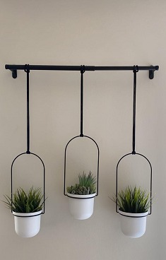 New Triflora Hanging Planter for Window, Indoor Herb Garden, Set of 3, White/B