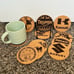 Custom Made! Motorcycle Cork Round Beverage Coasters, Set of 11, w/ Black Stand